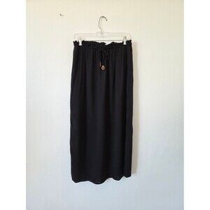 Classic Concepts Black Maxi Skirt Viscose Side Slit Vacation Tropical Resort L